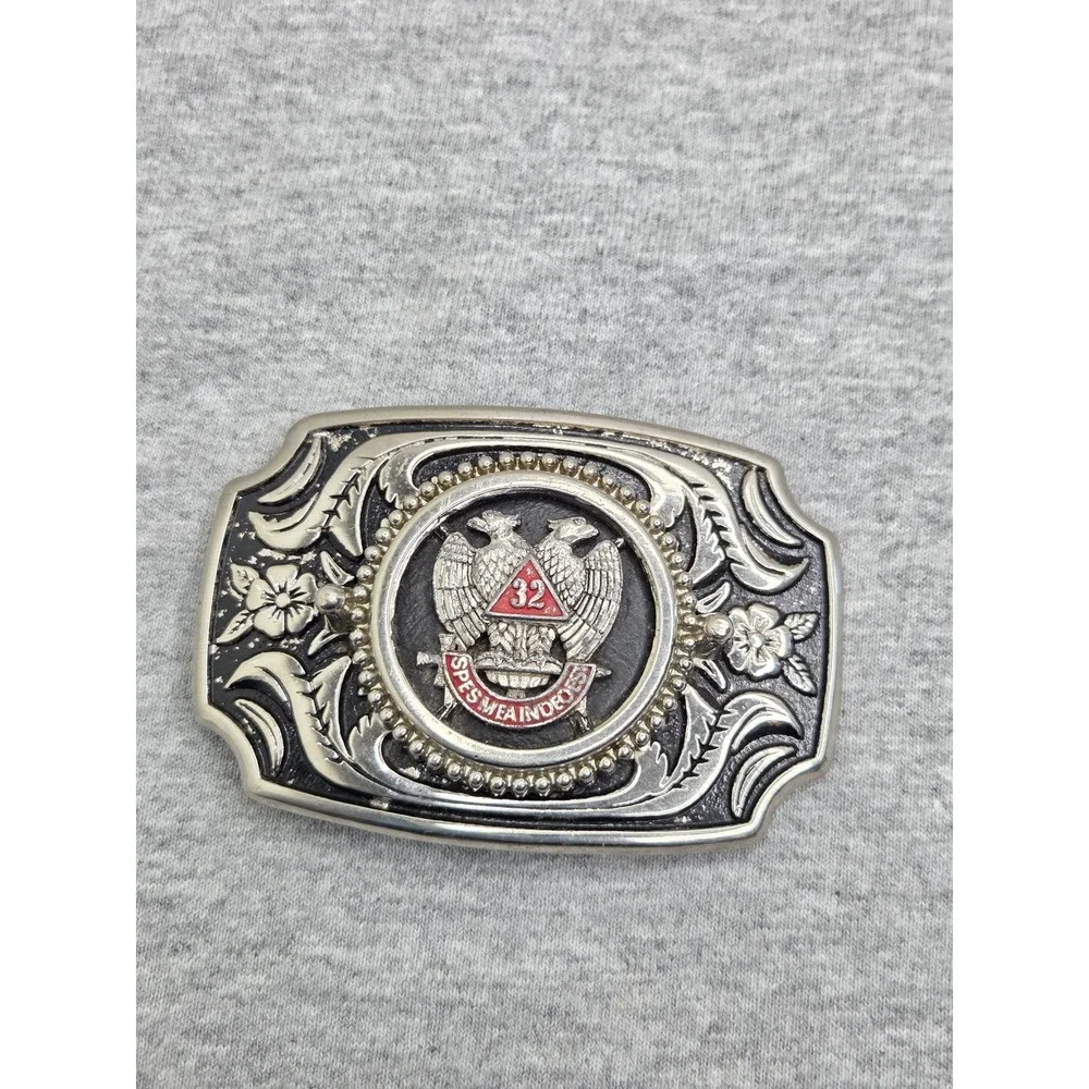 Vintage Masonic 32nd Degree Freemasonry Badge Belt Buckle Scottish Rite